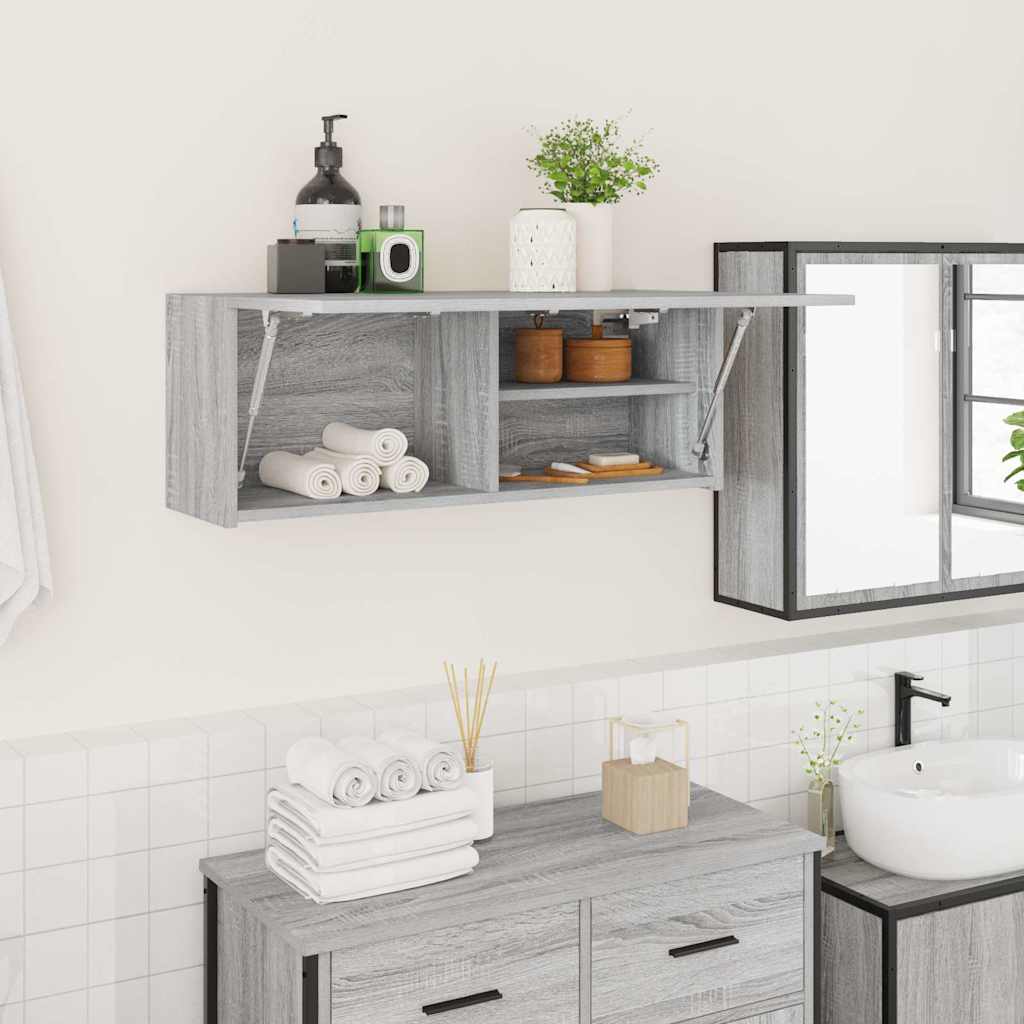 Bad-Wandschrank Grau Sonoma 80x25x30 cm Holzwerkstoff