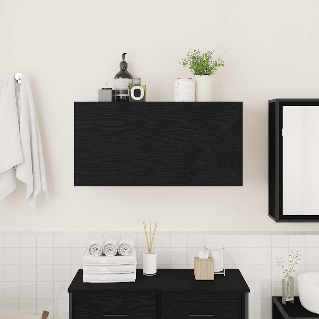 Bad-Wandschrank Schwarz 80x25x40 cm Holzwerkstoff