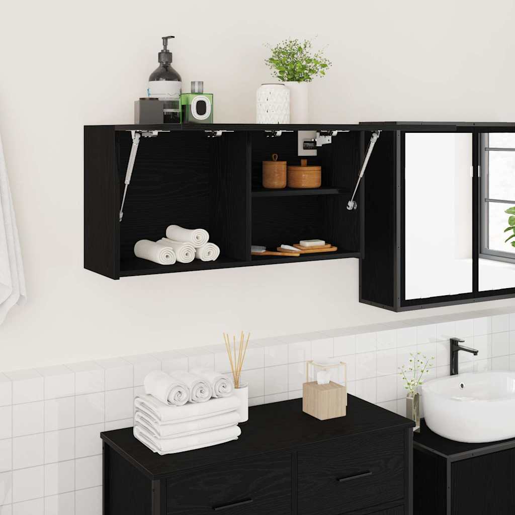 Bad-Wandschrank Schwarz 80x25x40 cm Holzwerkstoff