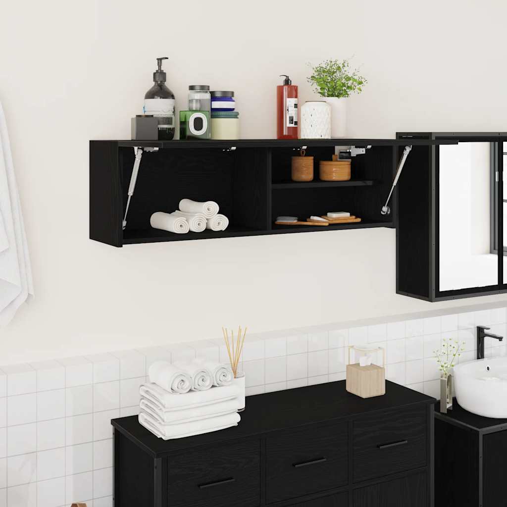 Bad-Wandschrank Schwarz 100x25x30 cm Holzwerkstoff