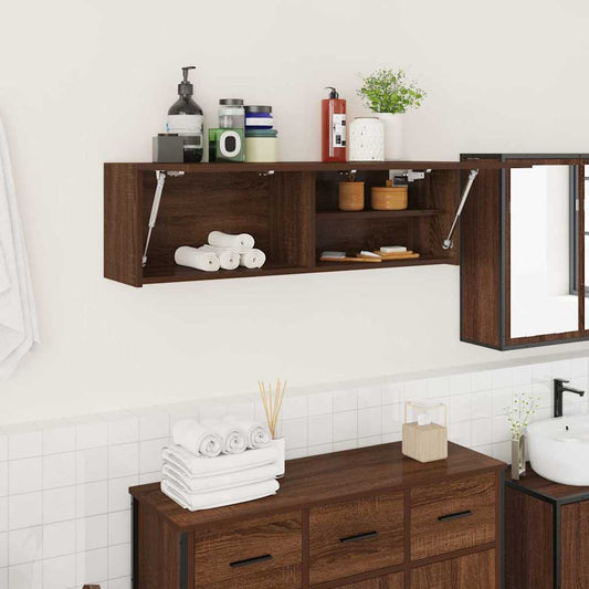 Bad-Wandschrank Braun Eichen-Optik 100x25x30 cm Holzwerkstoff