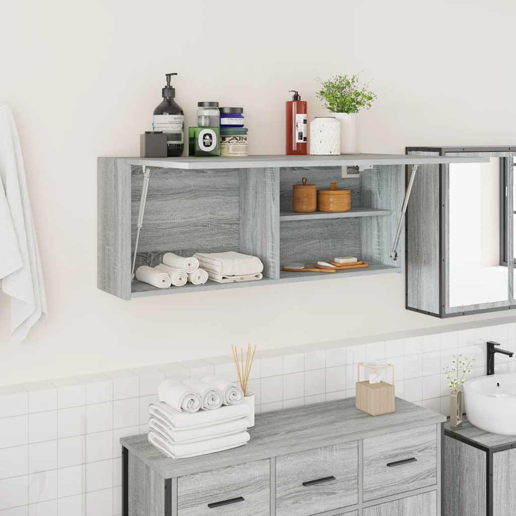 Bad-Wandschrank Grau Sonoma 100x25x40 cm Holzwerkstoff
