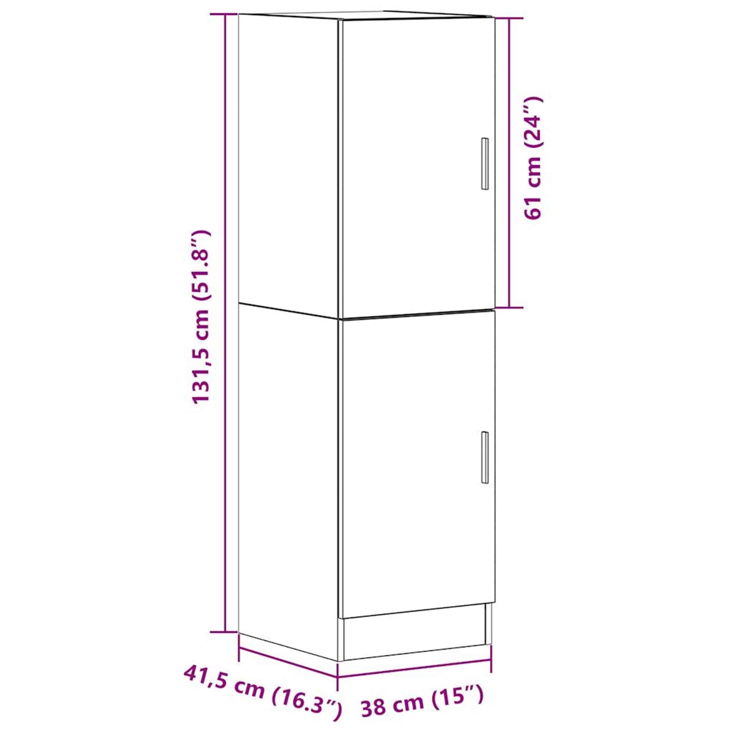 Küchenschrank Räuchereiche 38x41,5x131,5 cm Holzwerkstoff
