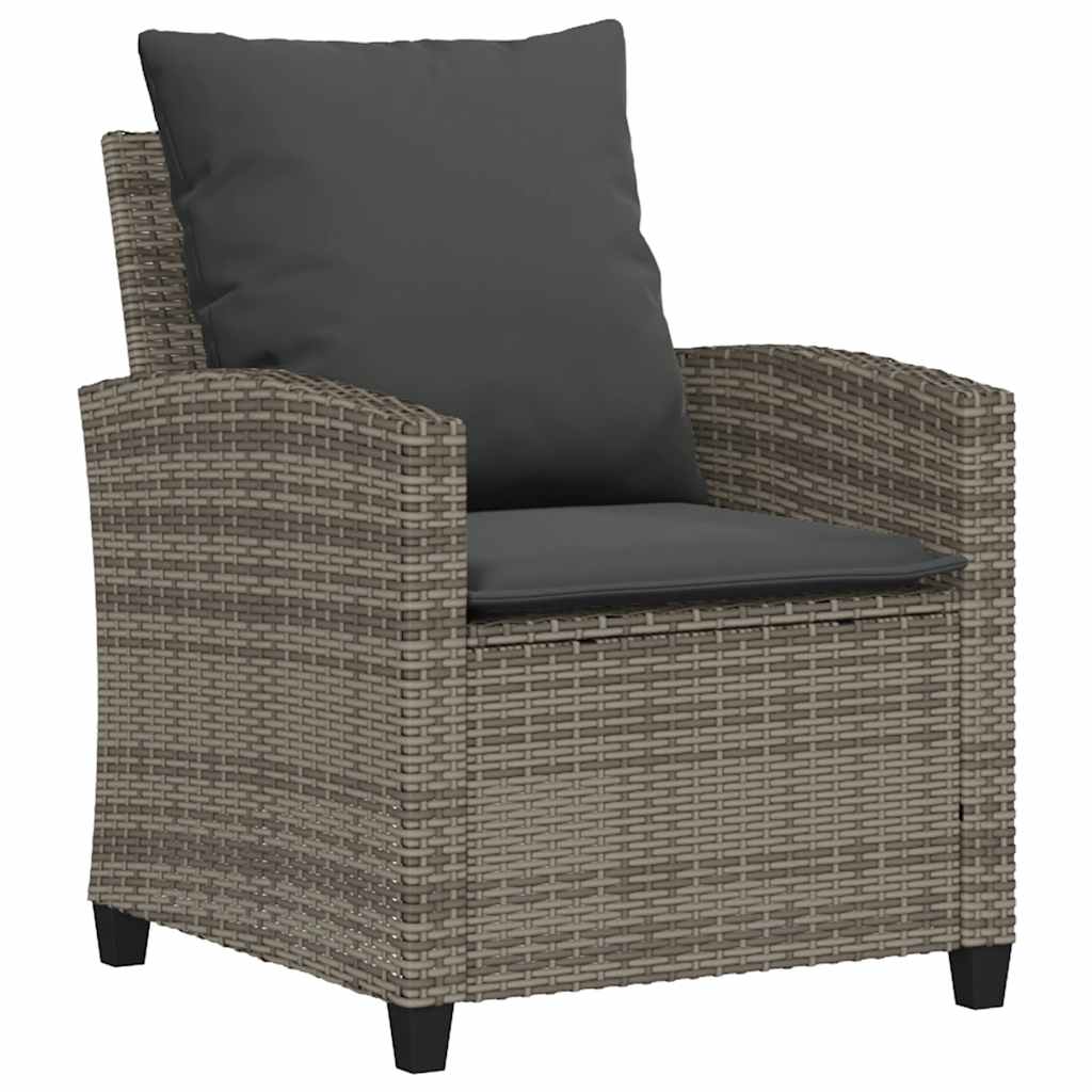 4-tlg. Garten-Sofagarnitur mit Kissen Grau Poly Rattan