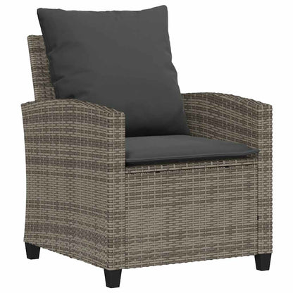 4-tlg. Garten-Sofagarnitur mit Kissen Grau Poly Rattan