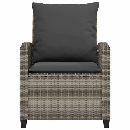 4-tlg. Garten-Sofagarnitur mit Kissen Grau Poly Rattan