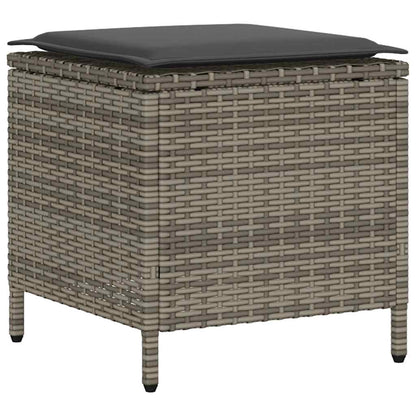 4-tlg. Garten-Sofagarnitur mit Kissen Grau Poly Rattan