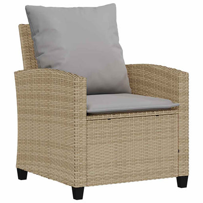 4-tlg. Garten-Sofagarnitur mit Kissen Beige Poly Rattan