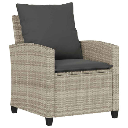 4-tlg. Garten-Sofagarnitur mit Kissen Hellgrau Poly Rattan
