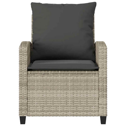 4-tlg. Garten-Sofagarnitur mit Kissen Hellgrau Poly Rattan