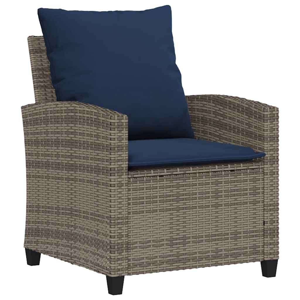 4-tlg. Garten-Sofagarnitur mit Kissen Grau Poly Rattan