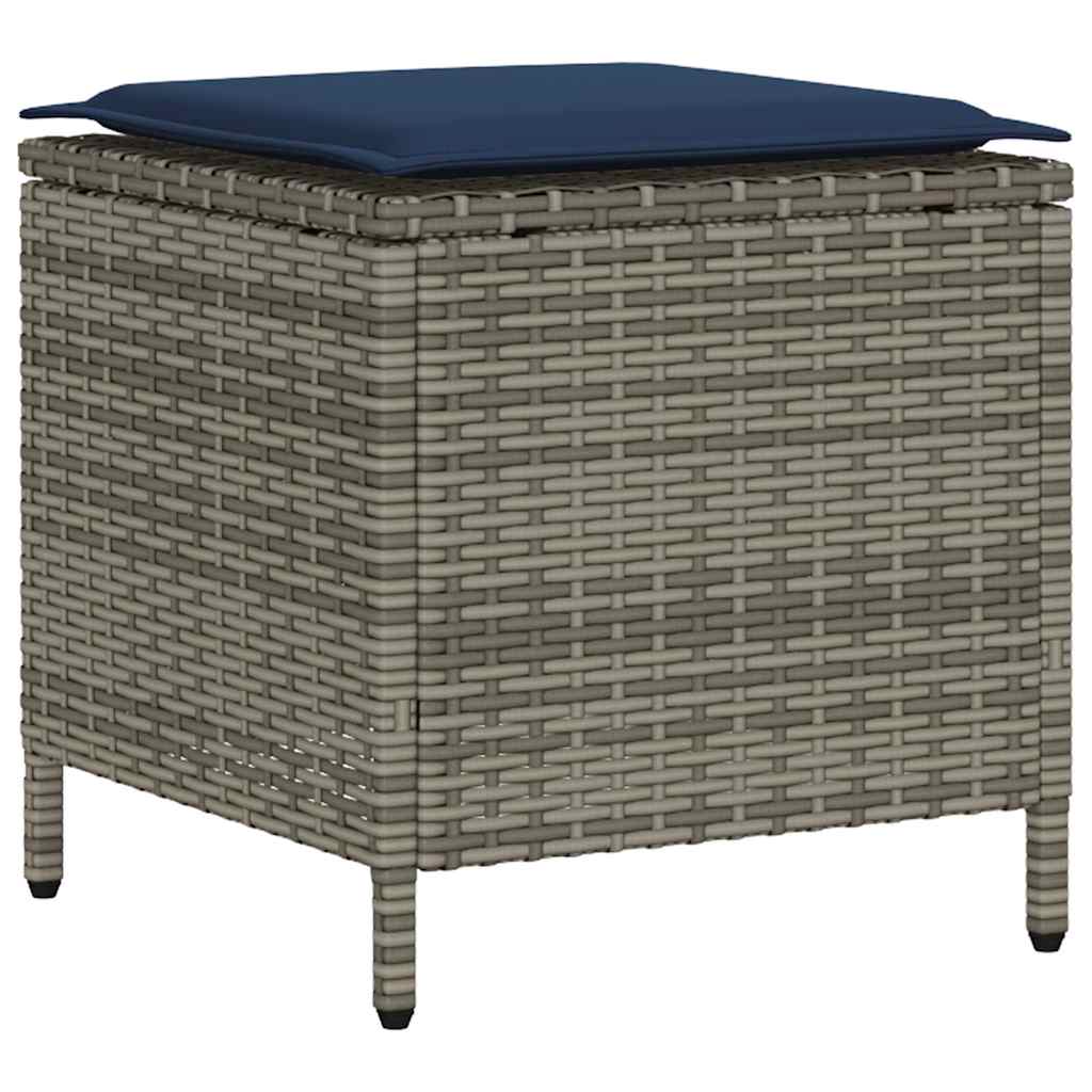 4-tlg. Garten-Sofagarnitur mit Kissen Grau Poly Rattan
