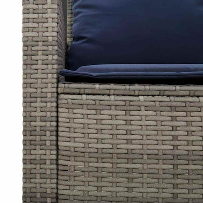 4-tlg. Garten-Sofagarnitur mit Kissen Grau Poly Rattan