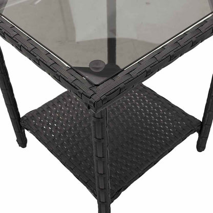 Gartensofa in L-Form mit Tisch und Kissen Schwarz Poly Rattan