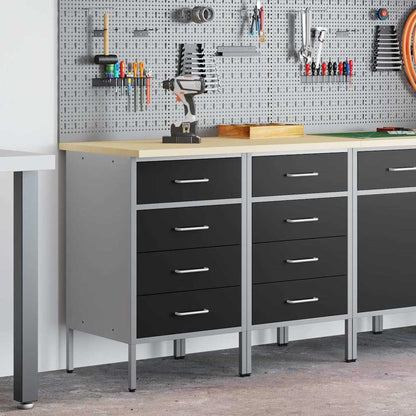 Werkbank mit Schubladen 2 pcs Schwarz und Grau 100 x 55 x 85 cm