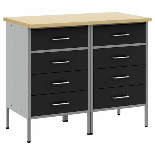 Werkbank mit Schubladen 2 pcs Schwarz und Grau 100 x 55 x 85 cm