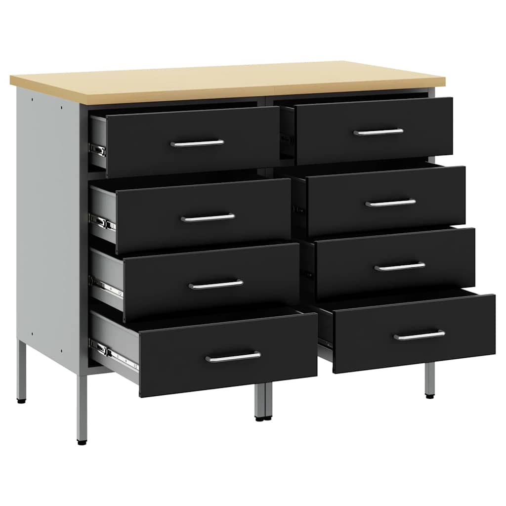Werkbank mit Schubladen 2 pcs Schwarz und Grau 100 x 55 x 85 cm