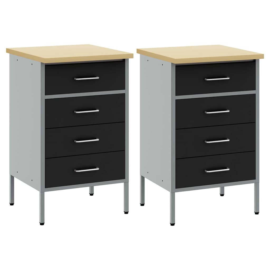 Werkbank mit Schubladen 2 pcs Schwarz und Grau 100 x 55 x 85 cm