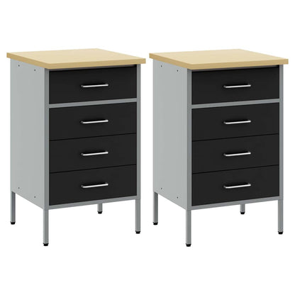 Werkbank mit Schubladen 2 pcs Schwarz und Grau 100 x 55 x 85 cm