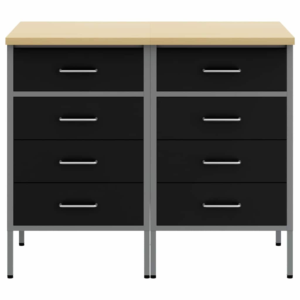 Werkbank mit Schubladen 2 pcs Schwarz und Grau 100 x 55 x 85 cm