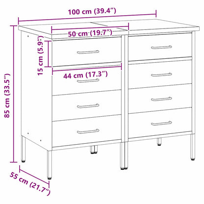 Werkbank mit Schubladen 2 pcs Schwarz und Grau 100 x 55 x 85 cm