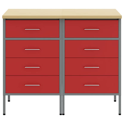 Werkbank mit Schubladen 2 pcs Rot und Grau 100 x 55 x 85 cm