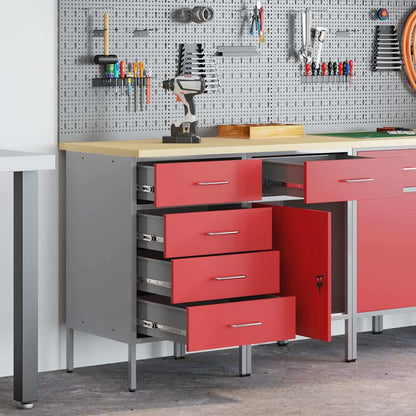 Werkbank mit Schubladen 2 pcs Rot und Grau 100 x 55 x 85 cm