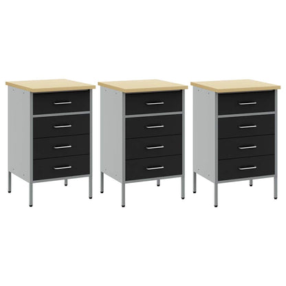 Werkbank mit Schubladen 3 pcs Schwarz und Grau 150 x 55 x 85 cm