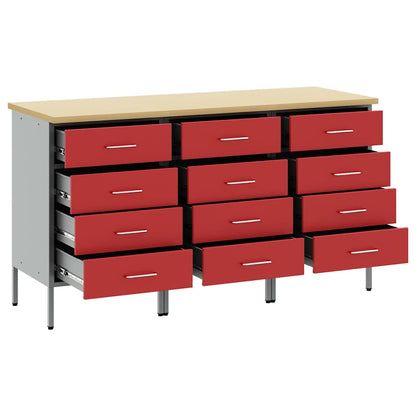 Werkbank mit Schubladen 3 pcs Rot und Grau 150 x 55 x 85 cm