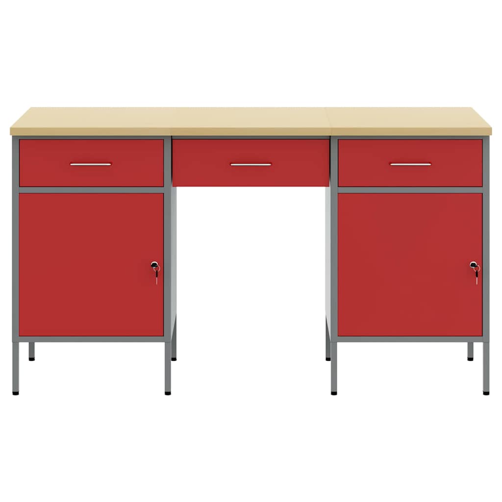 Werkbank 3 pcs Rot 150 x 55 x 85 cm Engineered Holz und Stahl