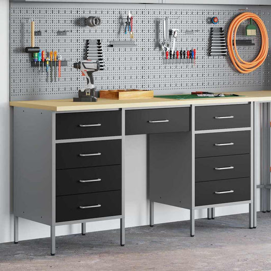 Werkbank mit Schubladen 3 pcs Schwarz 150 x 55 x 85 cm