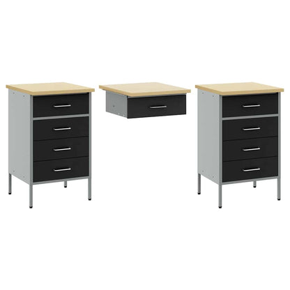 Werkbank mit Schubladen 3 pcs Schwarz 150 x 55 x 85 cm