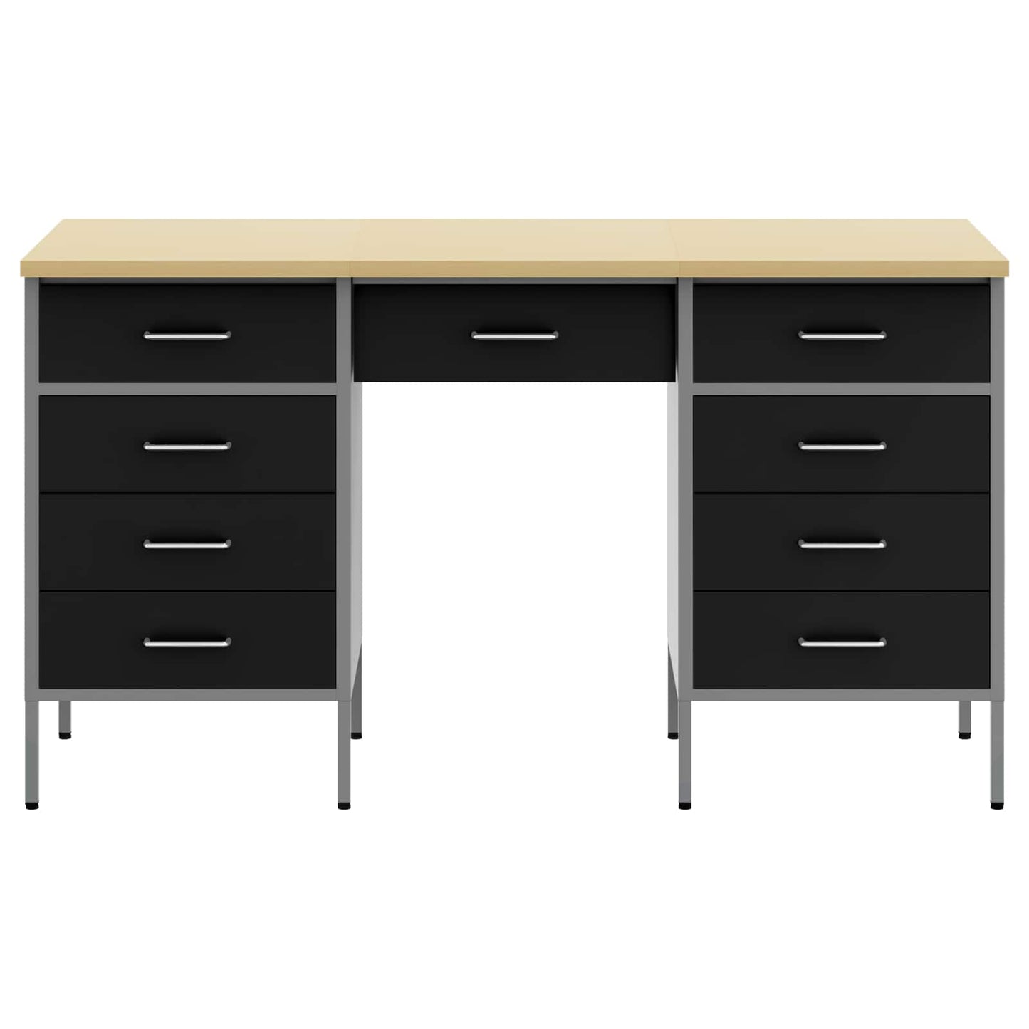 Werkbank 3 pcs Schwarz 150 x 55 x 85 cm Holzwerkstoff und Stahl