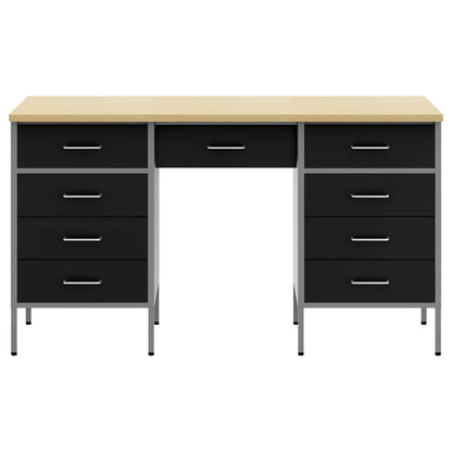 Werkbank 3 pcs Schwarz 150 x 55 x 85 cm Holzwerkstoff und Stahl