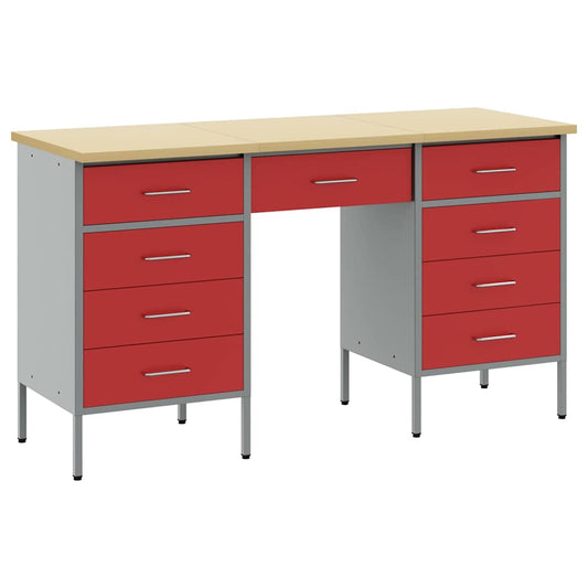 Werkbank 3 pcs Rot 150 x 55 x 85 cm Engineered Holz und Stahl