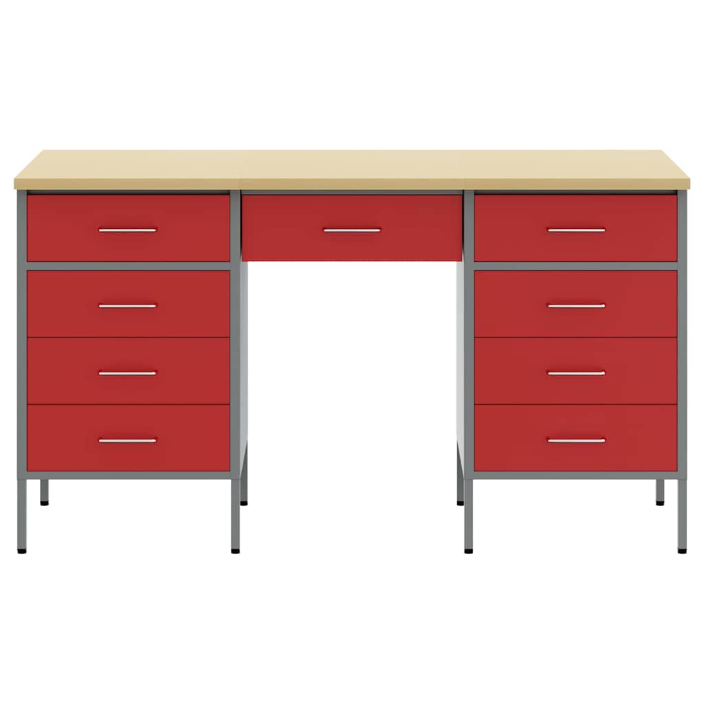 Werkbank 3 pcs Rot 150 x 55 x 85 cm Engineered Holz und Stahl