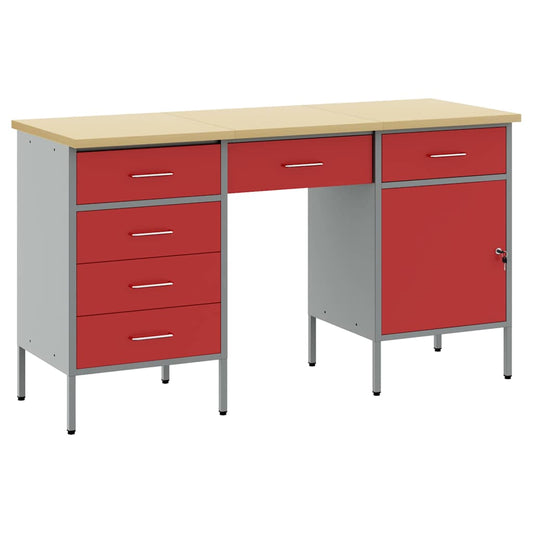 Werkbank 3 pcs Rot 150 x 55 x 85 cm Engineered Holz und Stahl