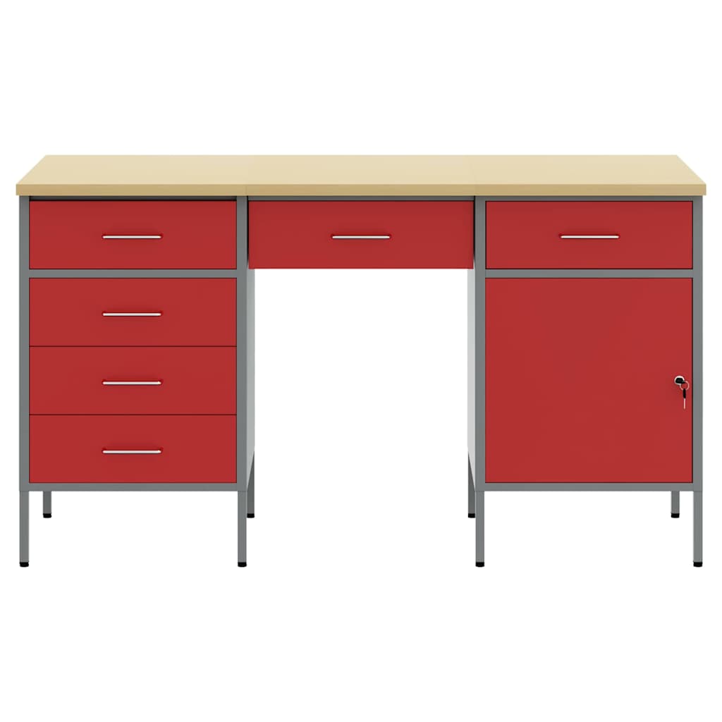 Werkbank 3 pcs Rot 150 x 55 x 85 cm Engineered Holz und Stahl