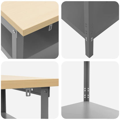 Werkbank-Set mit Regal 2 pcs Grau 200 x 55 x 85 cm Stahl