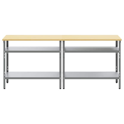 Werkbank-Set mit Regal 2 pcs Grau 200 x 55 x 85 cm Stahl