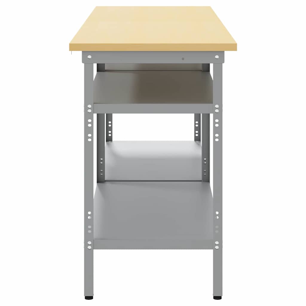 Werkbank-Set mit Regal 2 pcs Grau 200 x 55 x 85 cm Stahl