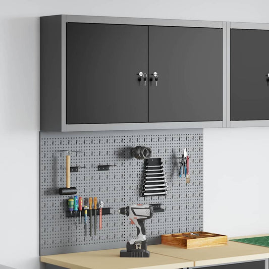 Werkzeugschrank und Pegboard Set mit Regal 3 pcs Schwarz