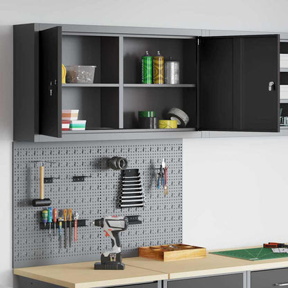 Werkzeugschrank und Pegboard Set mit Regal 3 pcs Schwarz