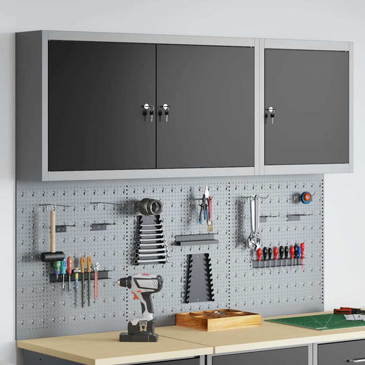Werkzeugschrank und Pegboard Set mit Regal 5 pcs Schwarz