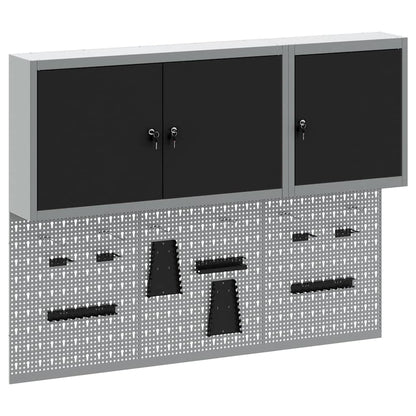 Werkzeugschrank und Pegboard Set mit Regal 5 pcs Schwarz