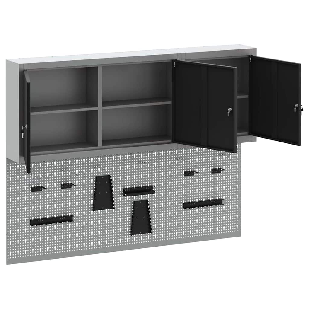Werkzeugschrank und Pegboard Set mit Regal 5 pcs Schwarz