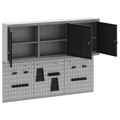 Werkzeugschrank und Pegboard Set mit Regal 5 pcs Schwarz
