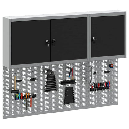 Werkzeugschrank und Pegboard Set mit Regal 5 pcs Schwarz