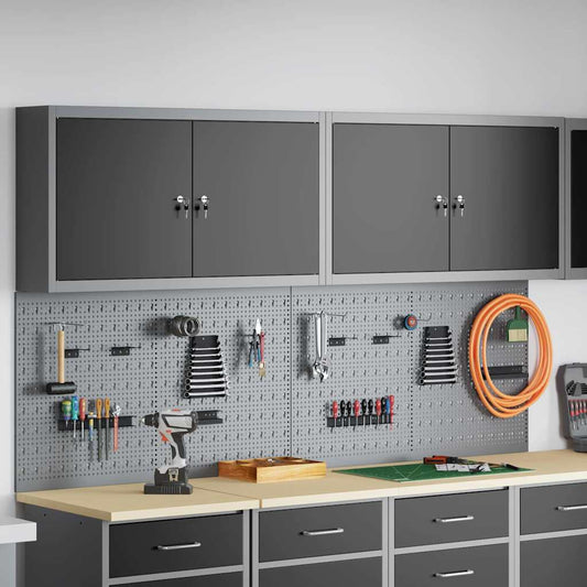Werkzeugschrank und Pegboard Set mit Regal 6 pcs Schwarz