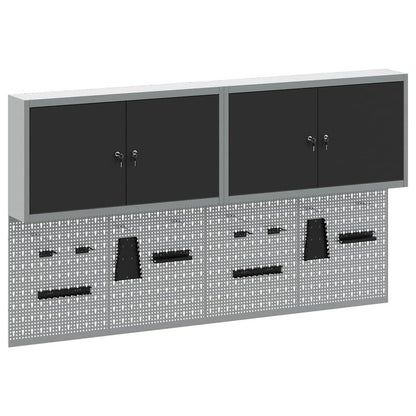 Werkzeugschrank und Pegboard Set mit Regal 6 pcs Schwarz